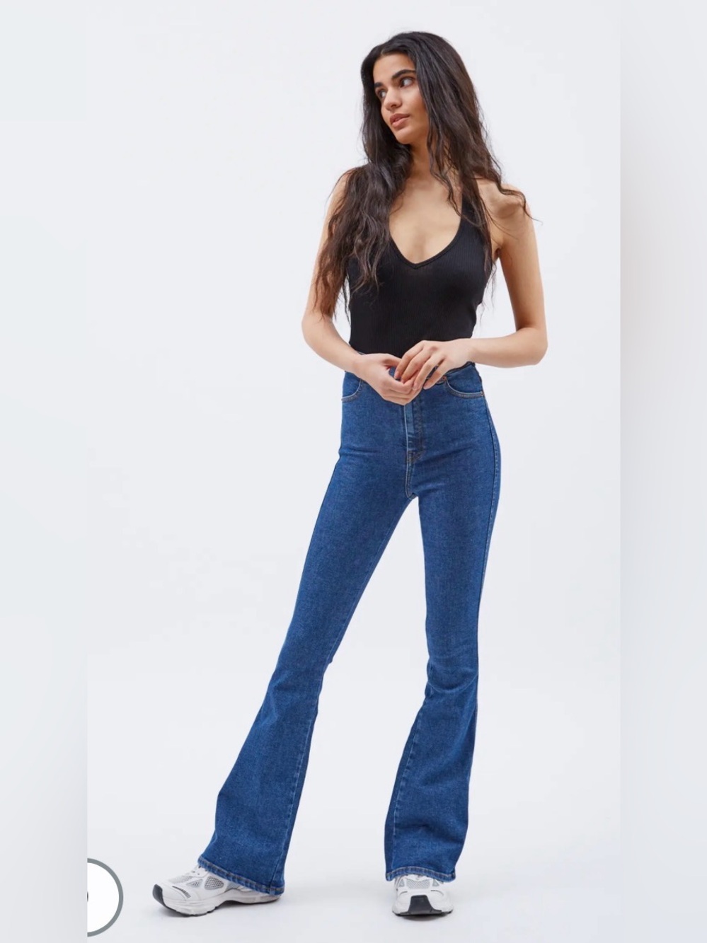 Dr. Denim Moxy High-Rise Flare Jeans in Cape Blue Denim - Medium Long (M/34)